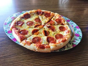 Pizza at the Blue Bird Cafe.