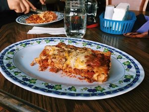 Lasagna at the Blue Bird Cafe.